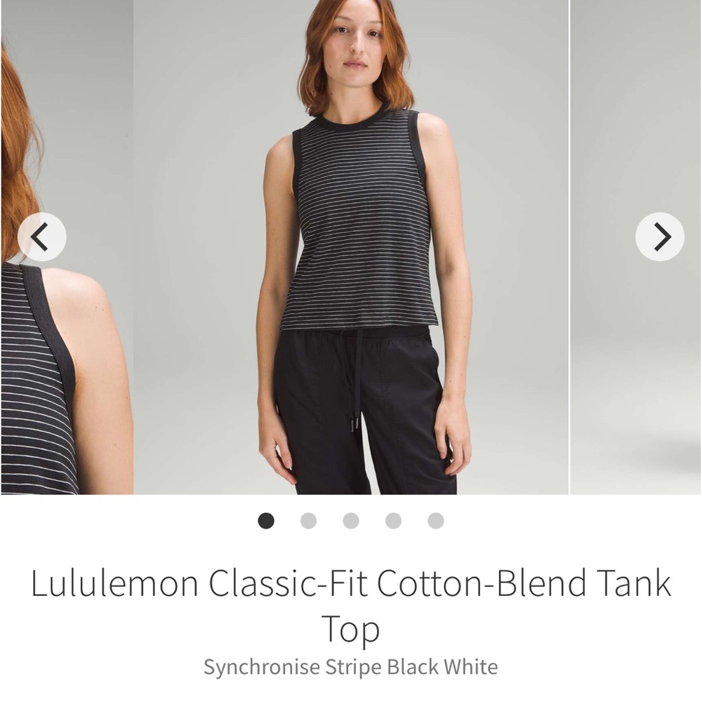 lululemon athletica Black and White Striped Sleeveless Tank